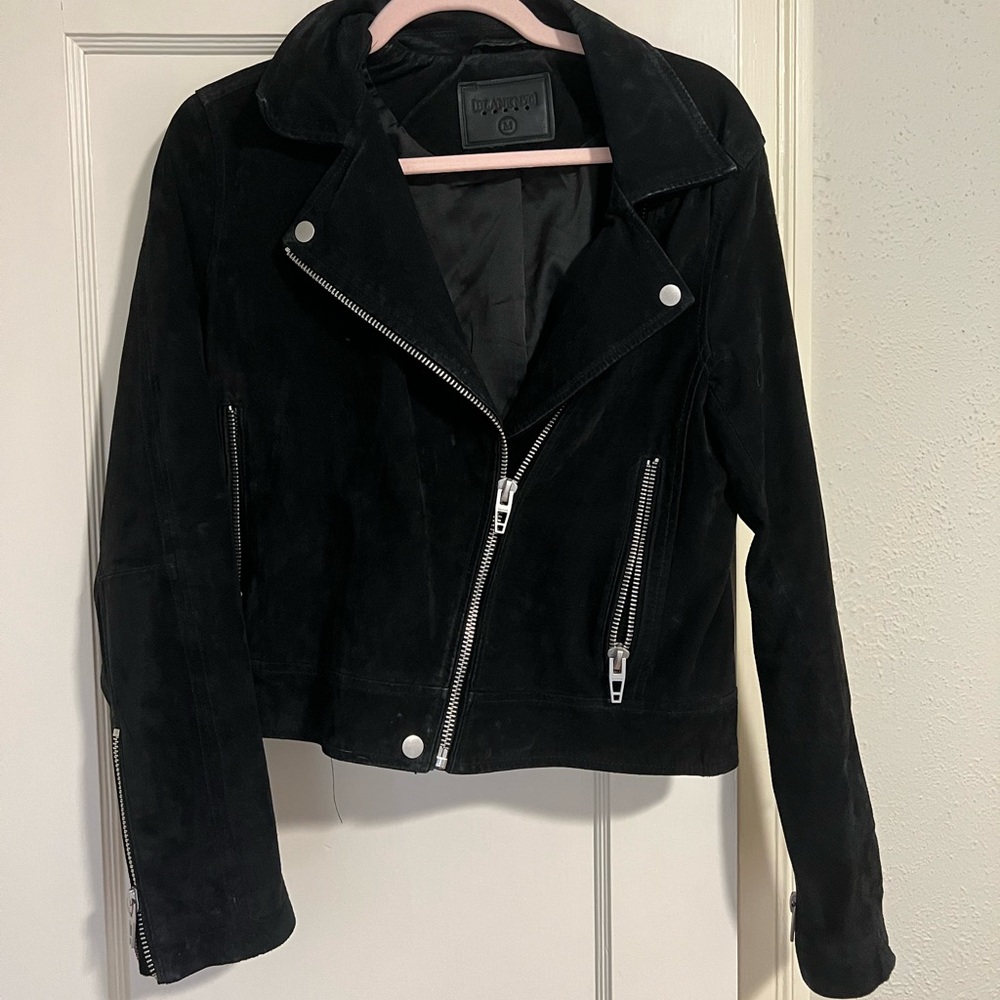 Black suede blank nyc moto jacket